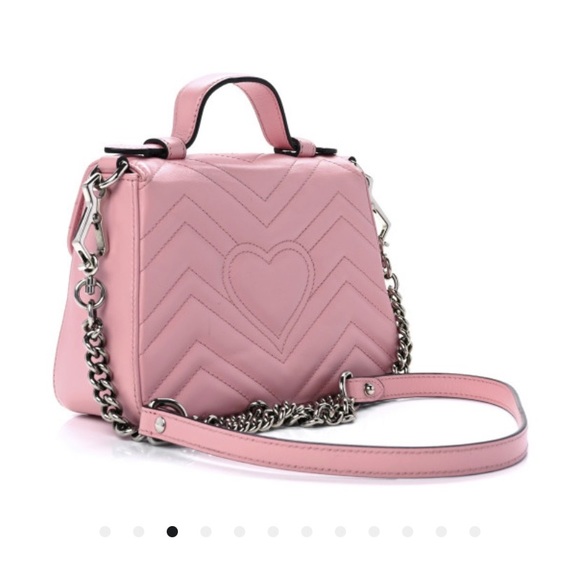 Gucci calfskin matelasse mini GG marmont Top handle shoulder bag Barbie pink - Picture 4 of 4